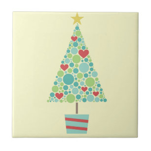 Cute hearts pastel moderne kerstboom tegeltje