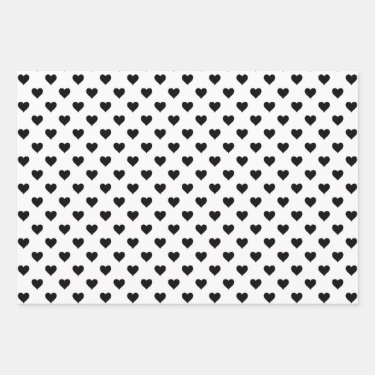 Cute Hearts Pattern Black and White Inpakpapier Vel (Voorkant 3)