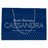 Cute Hearts Pattern Elegant Navy Blue  Groot Cadeauzakje (Achterkant)