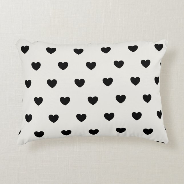Cute Hearts Pattern in Chic Black en White Accent Kussen (Voorkant)