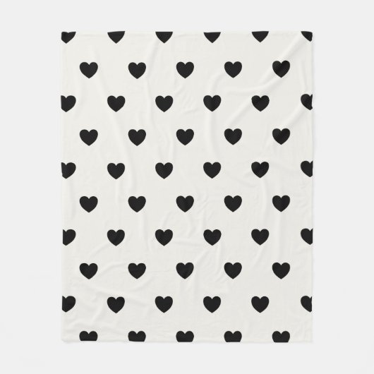 Cute Hearts Pattern in Chic Black en White Fleece Deken (Voorkant)