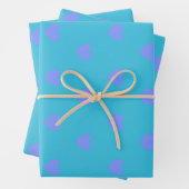 Cute Hearts Pattern in Turquoise Blue en Paars Inpakpapier Vel (In situ)