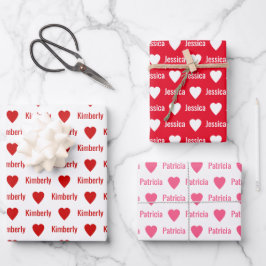 Cute Hearts Pattern Individually Personalized  Inpakpapier Vel
