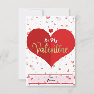 Cute Hearts Roze Rood Goud Digitaal Valentijnsdag Kaart