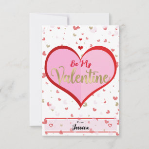 Cute Hearts Roze Rood Goud Digitale Valentijnsdag Kaart