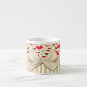 Cute Hearts Strepen en Strik Espresso Kop