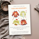 Cute Hearts Ugly Sweater Kerstparty nodigt uit Feestdagenkaart