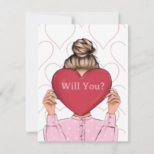 Cute Hearts Valentijnsdag Bruidsmeisje Voorstelkaa Notitiekaartje