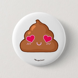 Cute Heartsy Eyes Poop Pinback Button