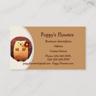 Cute Hedégel Animal Flower Florist Planten Visitekaartje
