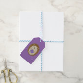 Cute Hedegel Holidng a Paars Heart Cadeaulabel (Met Touw)