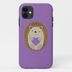 Cute Hedegel Holidng a Paars Heart iPhone 11 Hoesje