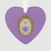 Cute Hedegel Holidng a Paars Heart Ornament (achterkant)