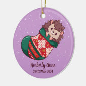 Cute Hedégel-kerstfeestdag winter Keramisch Ornament (Links)