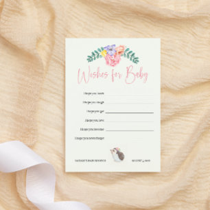 Cute Hedegel roze wenst voor Baby Note Card Notitiekaartje