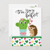 Cute Hedegg's Valentijn| Cactus Je bent perfect Feestdagenkaart (Voorkant / Achterkant)