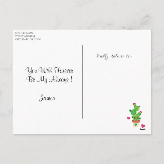 Cute Hedegg's Valentijn| Cactus Je bent perfect Feestdagenkaart (Achterkant)