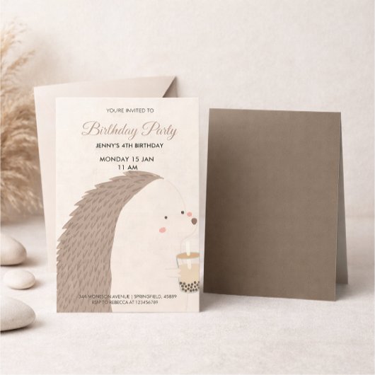 Cute Hedgehog Birthday Invitation