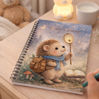 Cute Hedgehog & Firefly Personalized Kids Journal Notitieboek