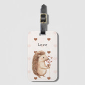 Cute Hedgehog Hearts Love Bagagelabel (Voorkant (verticaal))