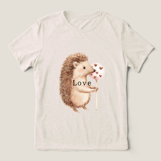 Cute Hedgehog Hearts Love Tri-Blend Shirt (Design voorkant)