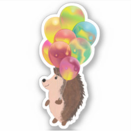 CUTE HEDGEHOG MET COLORFUL BALLOONS STICKER