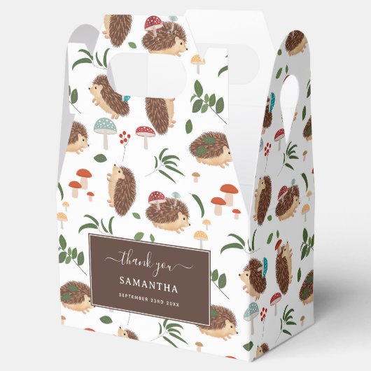 Cute Hedgehog Mushrooms Woodland Forest Animal Bedankdoosjes (Geopend)