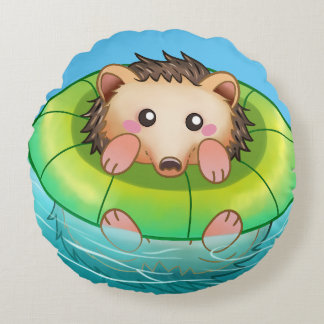 cute hedgehog swimming  rond kussen