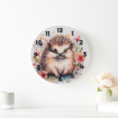 Cute hedgehog with Spring flowers Grote Klok (Huis)