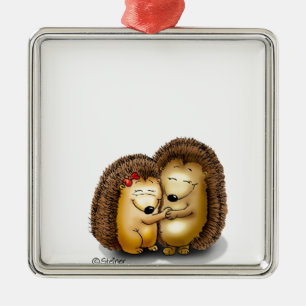 Cute Hedgel Couple - Mr en Mrs Customize Metalen Ornament
