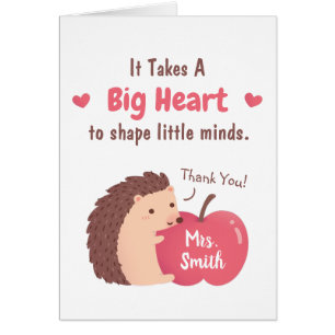 Cute Hedgel en Apple Teacher Appreciard Card