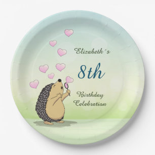 Cute Hedgel Girl's Birthday Papieren Bordje