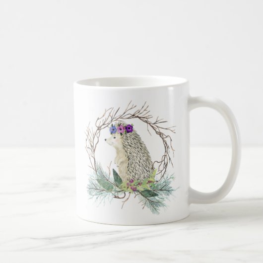 Cute Hedgel Grapevine Wreath Pine Branches Mok (Rechts)