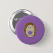 Cute Hedgel Hugging a Paarse Heart Ronde Button 5,7 Cm (Voorkant /achterkant)