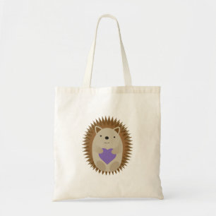 Cute Hedgel Hugging a Paarse Heart Tote Bag