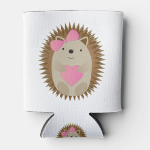 Cute Hedgel Hugging a Pink Heart Blikjeskoeler