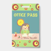 Cute hedgel kantoor hall pass badge (Voorzijde)