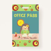 Cute hedgel kantoor hall pass badge (Voorkant)