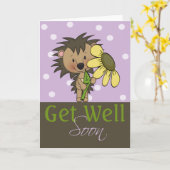 Cute Hedgel, kom snel goed. Kaart (Gele Bloem)