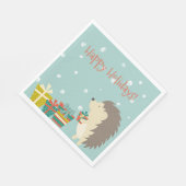 Cute Hedgel met Cadeaus | Kerstmis Servet (Hoek)