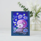 Cute hedgel met maan briefkaart (Staand voorkant)