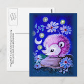 Cute hedgel met maan briefkaart (Voorkant / Achterkant)