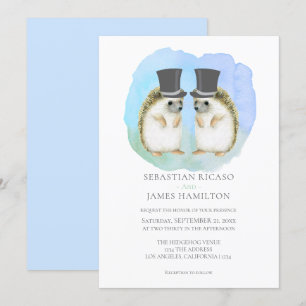 Cute Hedgel Two Grooms Gay Couple Wedding Kaart