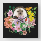 Cute Hedgel Vierkante Klok (Voorkant)