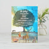 Cute Hedgel Waterverf Woodland Animals Fox Hare Kaart (Staand voorkant)