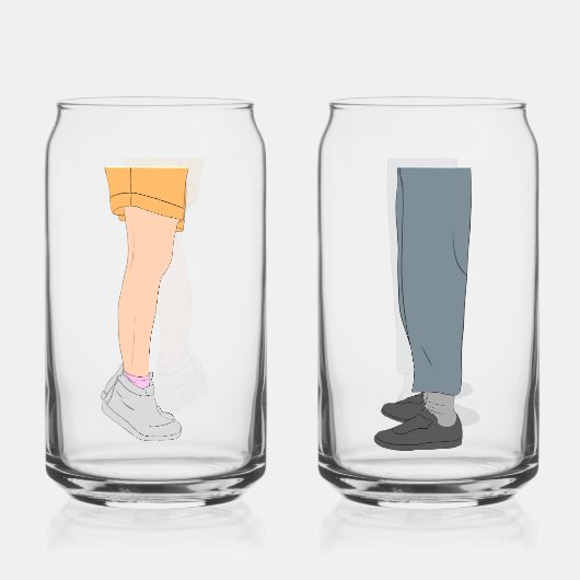 Cute Height Difference Couple Drinkware Set Blikvorm Glas (Achterkant)