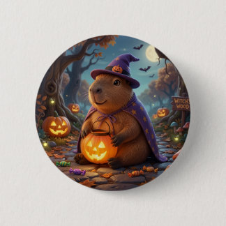 Cute Hek Capybara Halloween Bos Knopspeld Ronde Button 5,7 Cm