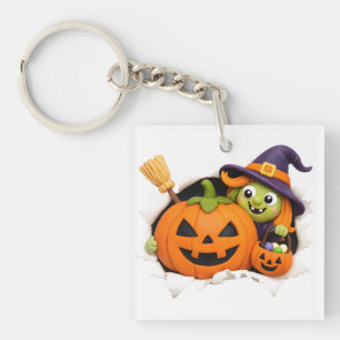 Cute Heks en Jack-o'-Lantern Kleifiguur Sleutelhanger