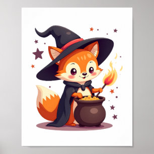Cute Heksen Vos � Magisch Halloween Dieren T-shirt Poster