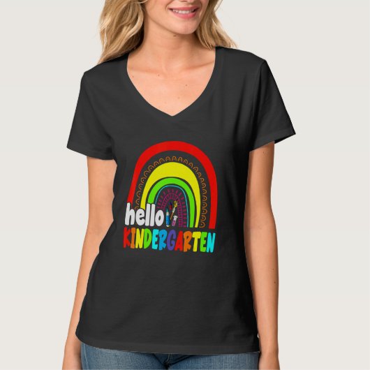 Cute Hello Kindergarten Rainbow First Day Of Schoo T-shirt (Voorkant)